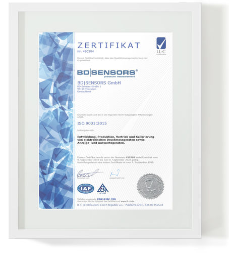 BD|SENSORS ISO 9001 Zertifikat